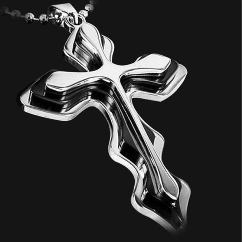 2021 Fashion New Black Rectangle Pendant Necklace Men Trendy Simple Stainless Steel Chain Men Necklace Jewelry Gift 