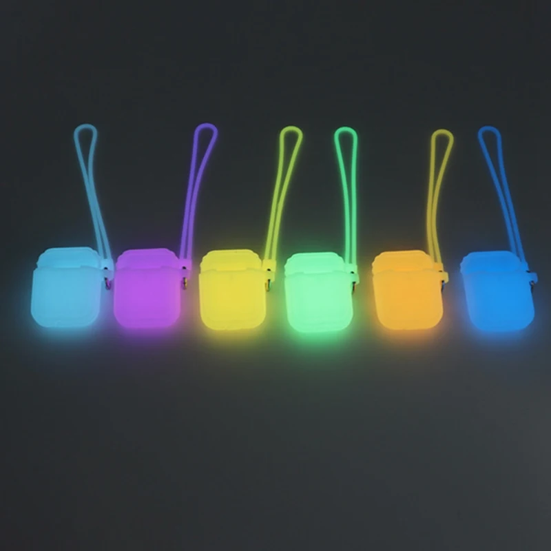 Силиконовый защитный чехол для Apple Airpods светящийся в темноте светящийся противоударный защитный чехол для гарнитура для Airpods Box