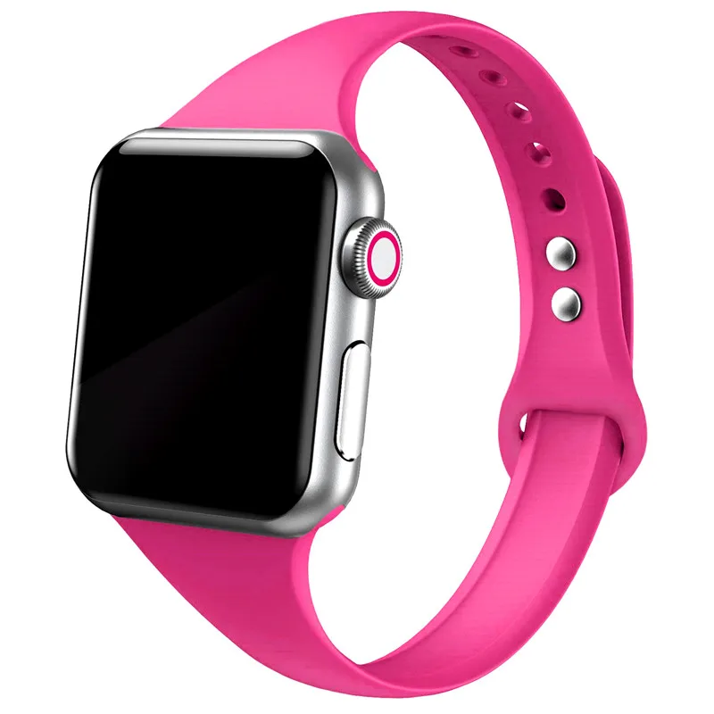 Barbie powder 18 Тонкие полосы для apple watch band 4 44 мм 40 мм(iwatch 5) apple watch 3 2 1 ремешок 42 мм 38 мм силиконовый ремешок аксессуары - Цвет ремешка: Barbie powder 18