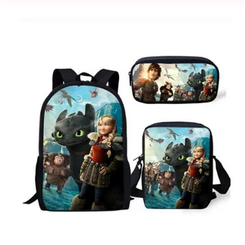 

Children's Backpack How to Train Your Dragon Pattern Kids School Bags Anime 3PC/Set Students Book-Bags Mochila Rucksack
