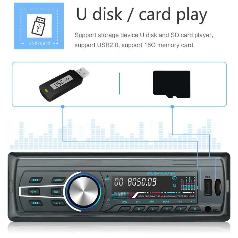 RM-JQ1583 С 1 Din автомобиля в тире стерео аудио FM bluetooth-гарнитура mp3-плеер