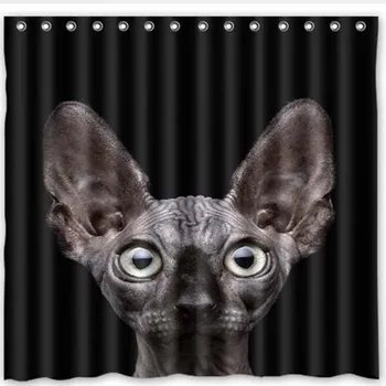 

Sphynx Canadian Hairless Cat Polyester Shower Curtain Waterproof Fabric Curtains For Bathroom With Hook