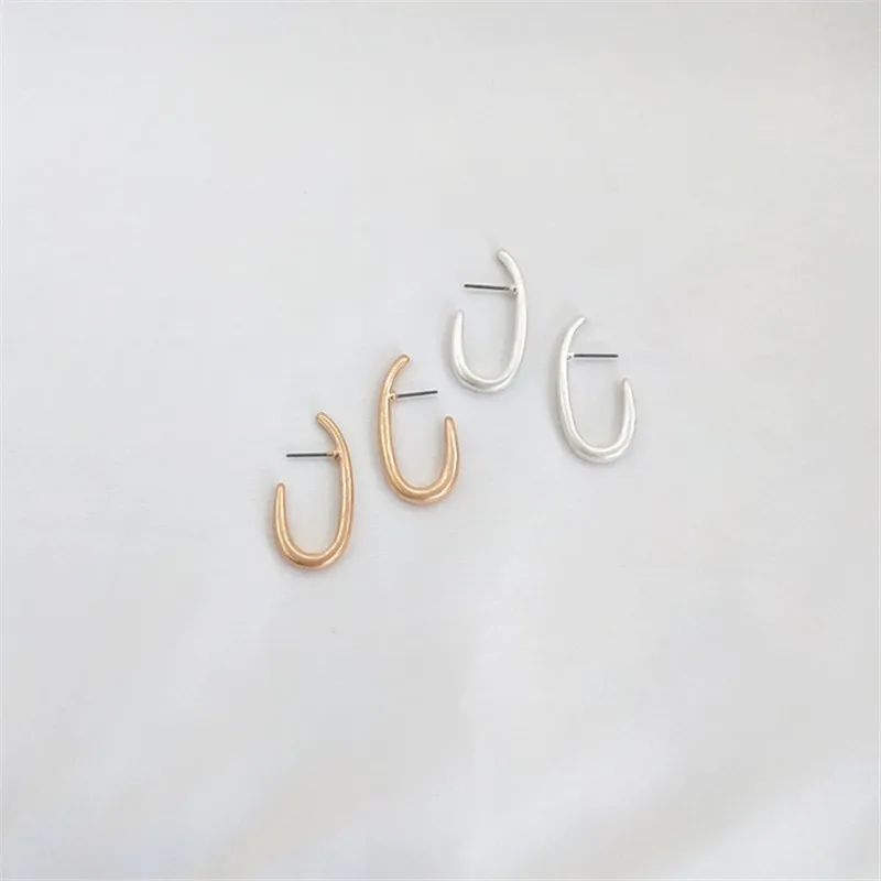 

Vintage Simple Exaggeration Metal Gold Silver Geometric Round Stud Earrings For Female Exaggerated Punk Party Accessories