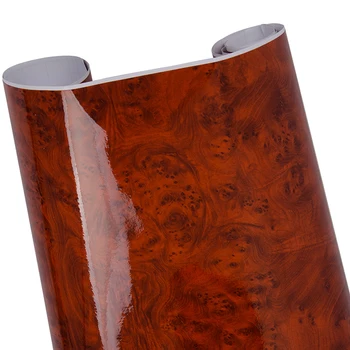 

1x Glossy Wood Grain Vinyl Film Car Wrap Roll Sticker Decal DIY 30x100CM Maroon
