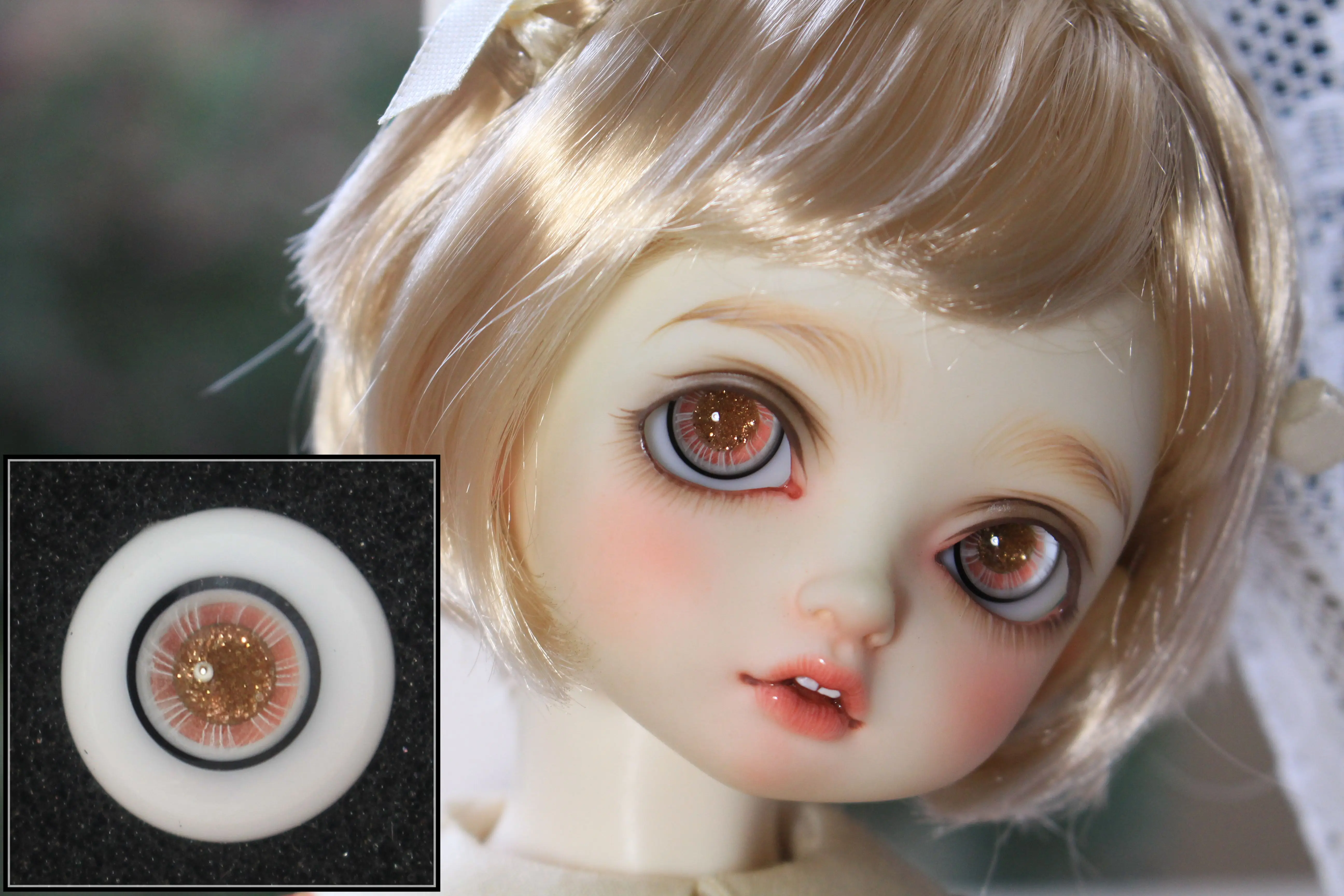 Nice Pink Pupil&Iris 14mm Glass BJD Eyes for Reborn/newBorn 1/4 BJD Dol 