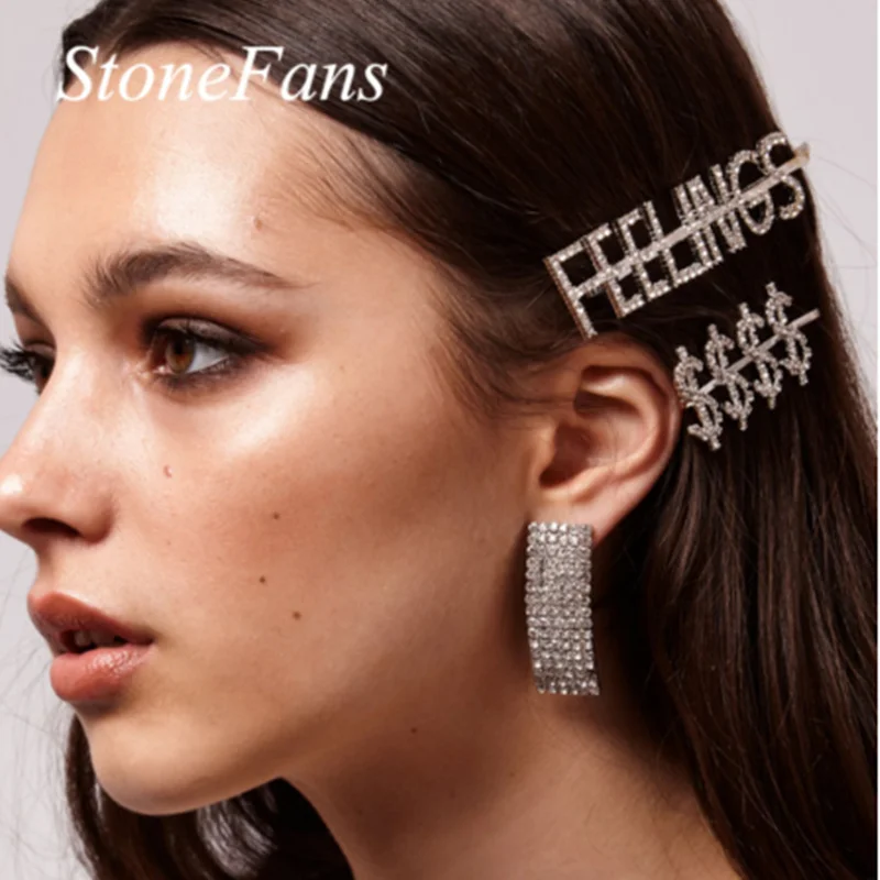 StoneFans Bling GLAM с надписью Boss rhinestone заколки для волос аксессуары для волос свадебные шпильки заколки для волос для женщин