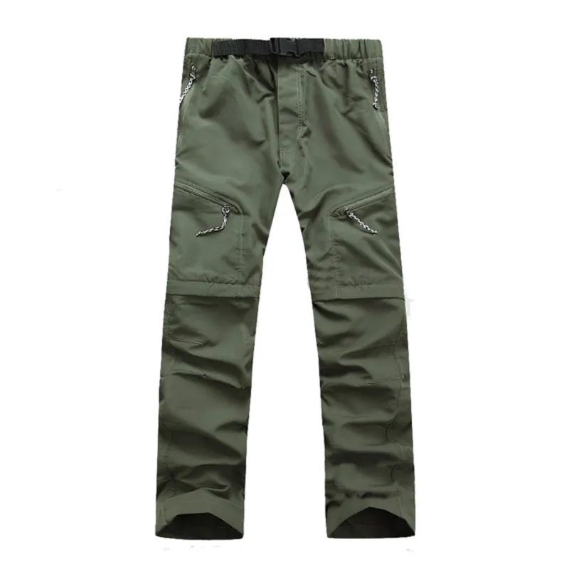 Быстросохнущие съемные походные брюки для мужчин, для спорта на открытом воздухе, летние, для кемпинга, треккинга, альпинизма, треккинговые брюки, дышащие шорты для рыбалки - Цвет: Army Green
