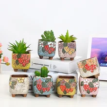 Creative Succulent Ceramic Flower Pot DIY Hand-painted Flower Pot Stoneware Breathable Desktop Color Square Succulent Pot polmedia polish pottery 12 oz stoneware tea pot with sifter h2844g hand painted from wr in boleslawiec poland shape s253e 8d pattern p1852a dt2 unikat