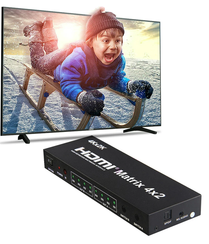 4K x 2K HDMI матрица 4x2+ аудио экстрактор HDMI переключатель сплиттер конвертер адаптер с пультом дистанционного управления 4 в 2 выход 4K 1080p HDTV DVD