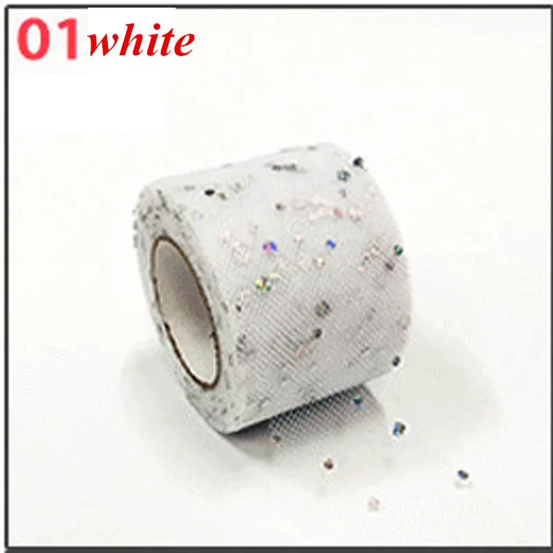 25 ярдов 5 см блестки тюль рулон катушка юбка пачка ткань свадебная отделка органзы лазерные поделки день рождения поставки - Цвет: White