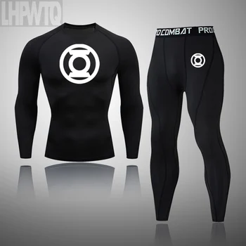 

Winter Warm Green Lantern underwear Men Polyester Ultra Soft Thermal Underwear Long Johns O-Neck Sleeves Compression Sports Set