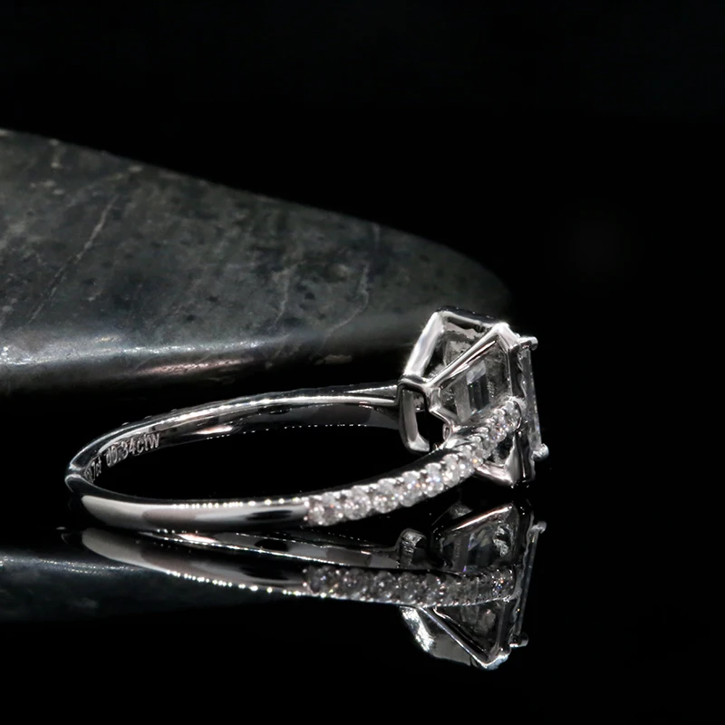AEAW 0.7ct 4*6 мм изумрудная огранка камень Муассанит кольца для женщин 18 к 14 к белое золото розовое золото романтические обручальные кольца