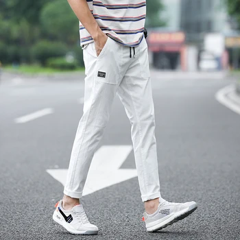 

2020 Spring Business Casual Straight Drawstring Pants Men Cotton Slim Fitness Chinos Fashion Trousers Male Clothing High Quality