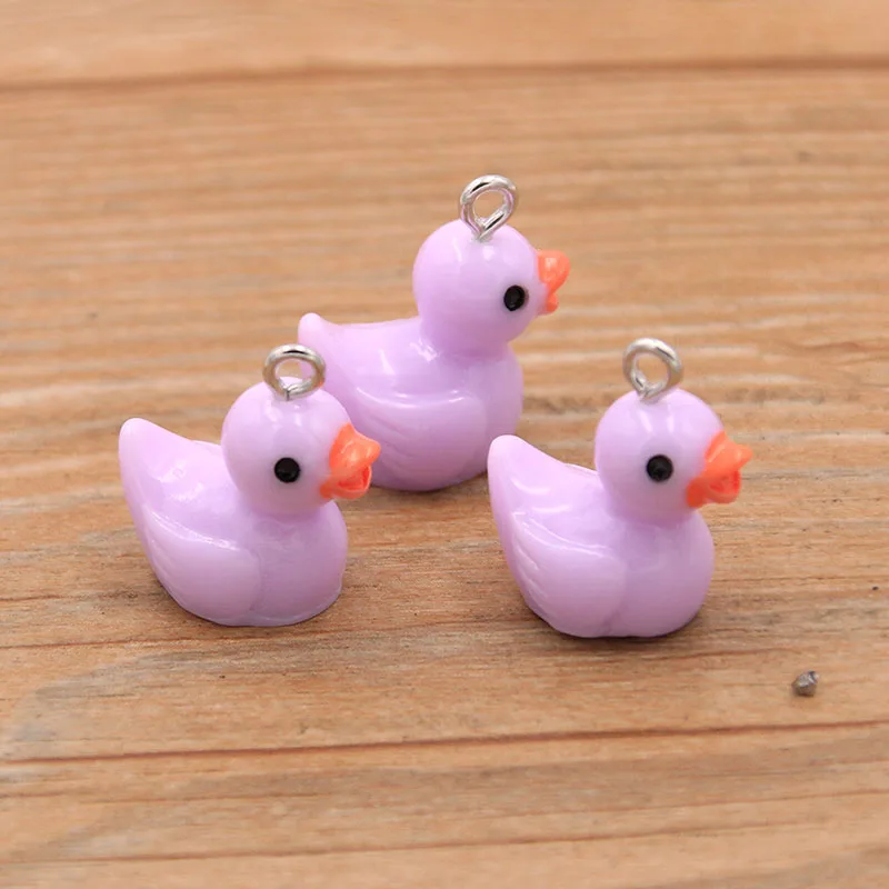 10Pcs 18X21MM Cute 5 Color Duck Resin Earring Charms Diy Findings Kawaii 3D Phone Keychain Bracelets Pendant For Jewelry Making