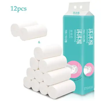 

12pcs tiolet paper paper roll Roll Paper Tissue Paper Roll 4 Layer Thickened Household Paper экологические товары