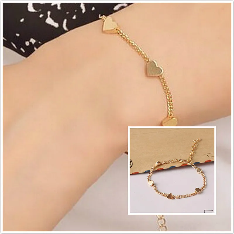 

2019 Hot Sell Heart Stars Link Bracelet Trendy Gold Silver Color New Geometric Adjustable Bangles For Women Fashion Jewelry Gift