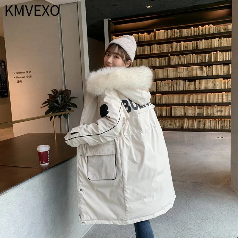 KMVEXO 2020 длинная парка с капюшоном и меховым воротником модная зимняя куртка