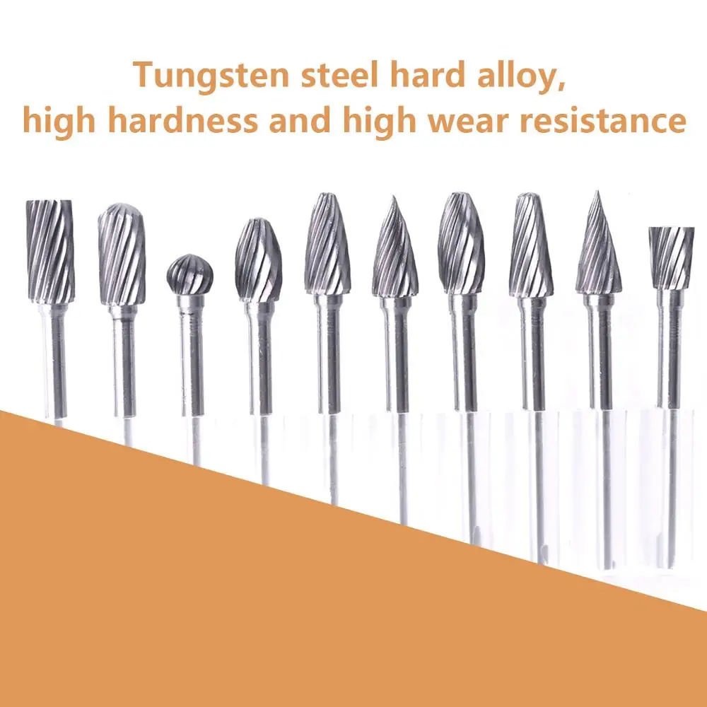 Rotary Tools 10pcs/set Head Tungsten Carbide 6MM Rotary Point Burr Die