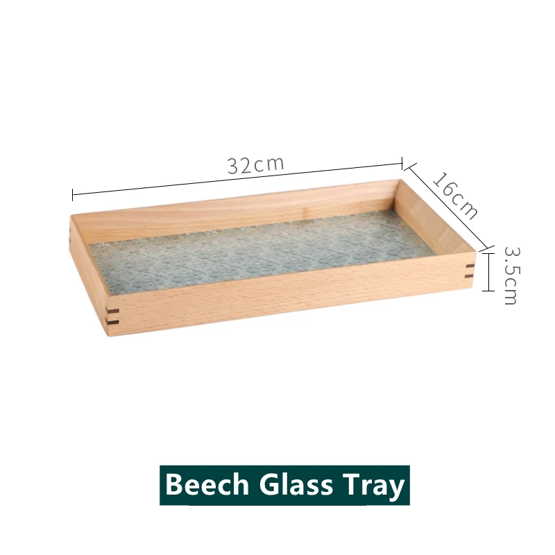 Винтажный поднос для хранения из черного ореха - Цвет: Beech Glass Tray