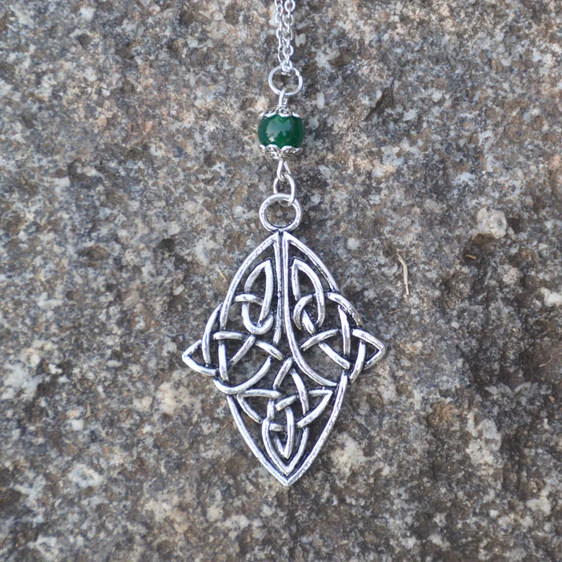 Metal Celtics Pendant Necklace With Natural Stone Celtics Collection Jewelry - Окраска металла: Имитация родиевого покрытия