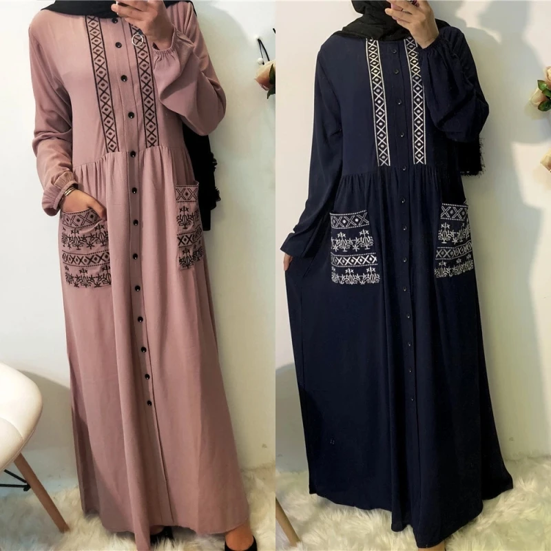 Temperament Muslim Ladies Dress Kaftan Moroccan Casual Dress Turkey