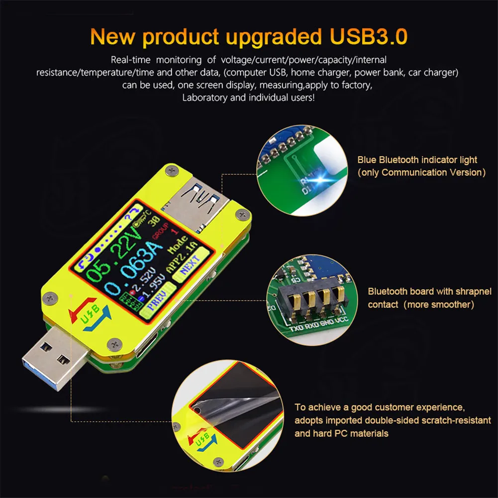 RD UM34 UM34C для APP USB 3,0 Тип-C DC вольтметр амперметр напряжение измеритель тока, для батареи зарядки измерения кабельный тестер сопротивления