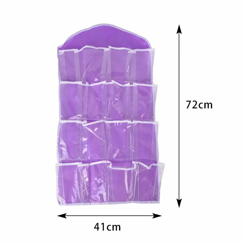 Purple 16 карманов настенные подвесные сумки для хранения косметики сумки для игрушек навесной шкаф Органайзер Нижнее белье носки ювелирные изделия сортировочные сумки - Цвет: Purple