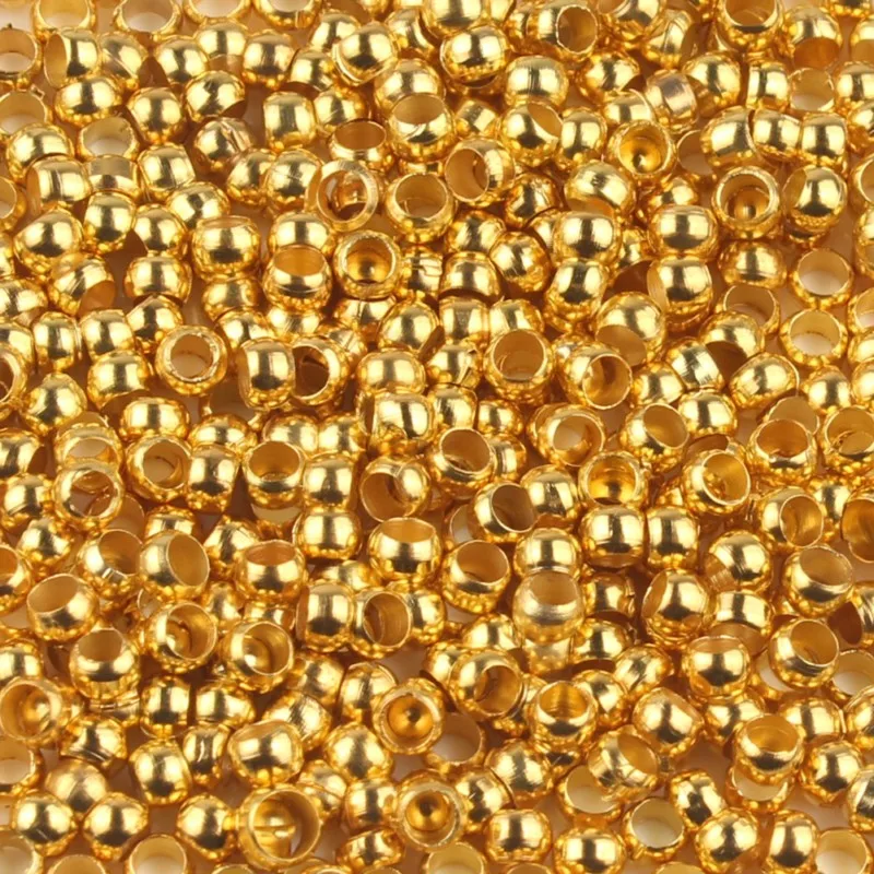 500 шт. цвета: золотистый, Серебристый шар Crimps бусины в форме 2/2. 5/3 мм фиксаторы уход за кожей лица маска Spacer Компоненты бусины для изготовления ювелирных изделий DIY аксессуары - Цвет: 18K Gold
