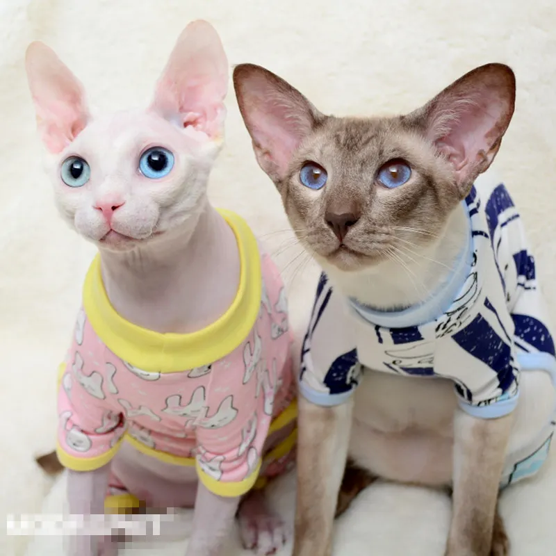 [MPK Store] Одежда для кошек летняя тонкая секция британская короткая антиволосяная Одежда для кошек кошка без шерсти Сфинкс Одежда для кошек хлопок