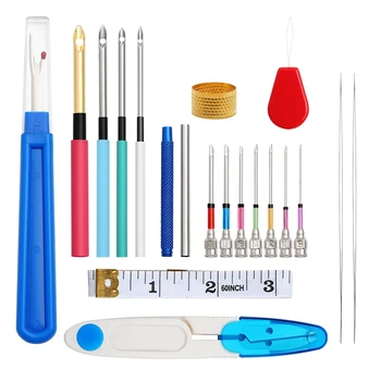 

Russian Embroidery Needle,Punching Needle Tool Kit 50 Colors Embroidery Thread Perforated Needle for Cross Stitch