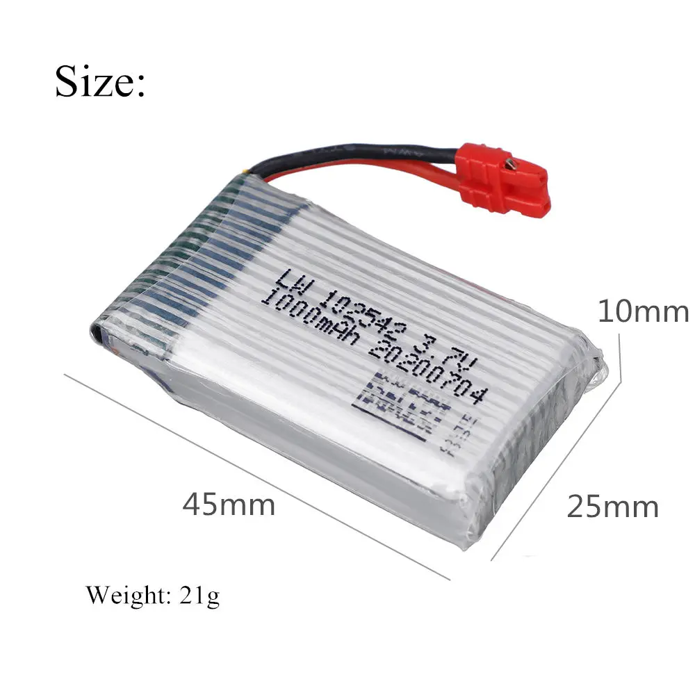 Batterie Li-Po 3,7 V 1200 MAh Avec Adaptateur Molex - Compatible Syma X5HC, X5HW, Drones, Voitures RC