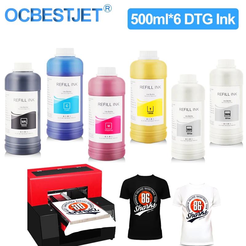 500ml*6 DTG Ink Textile Ink For Epson 1390 1400 1430 R1900 R2000 R3000