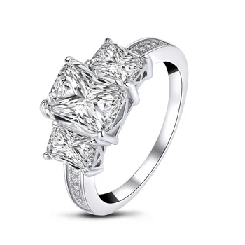 

Woman ring 925 sterling Silver Three stones High quality zircon Female Wedding Finger Rings Women Engagement Jewelry Gift