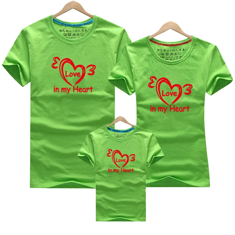 New Family Look Mommy and Me Clothes Mother Daughter Matching Family Outfits T shirt mom Kids Baby Girls Cotton Heart Print Tops