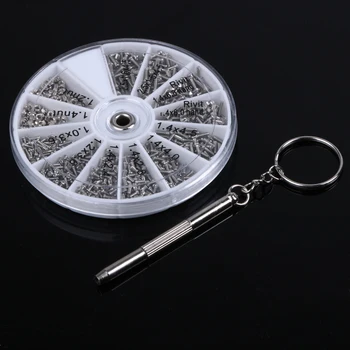 

1Box (600pcs) 12 Kinds of Small Screws Nuts Assortment Kit M1 M1.2 M1.4 M1.6 screw for Watches Glassess Repair Tools tornillos