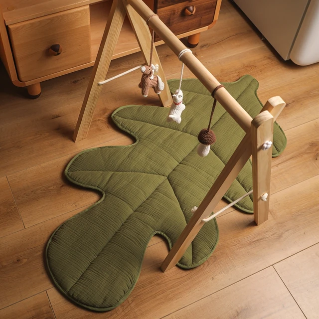 1Set Baby Toys Play Gym Mobile Bracket Child Crawling Blanket Newborn Sensory Structure Leaves Cotton Soft Play Mats Decoration 1