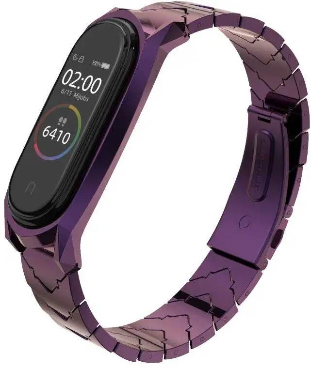 Подходит для Xiaomi mi Band 4 3 ремешок mi band 4 ремешок металлический браслет для Безвинтовой нержавеющей стали mi Band 3 браслет на запястье - Цвет ремешка: purple