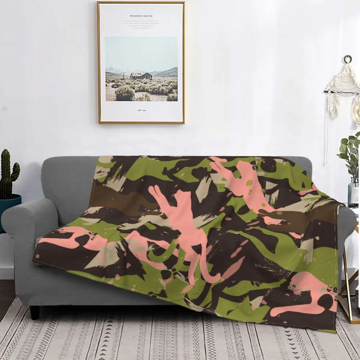 Tiger Russian Woodland Camouflage Blanket Fleece Autumn/Winter Multi-function Warm Throw Blankets for Bed Couch Plush Thin Quilt | Дом и сад