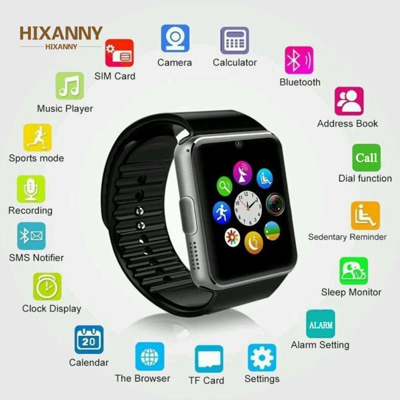 

Smart Watch men for iPhone Android SmartWatch Support Sim TF Card Touch Screen Passometer Fitness Tracker Message Remind GT08 A1