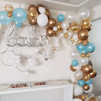 

106pcs Balloon Arch Garland Blue White Chrome Gold Balloon Bulk for Wedding Birthday Party Baby Shower Decoration Event
