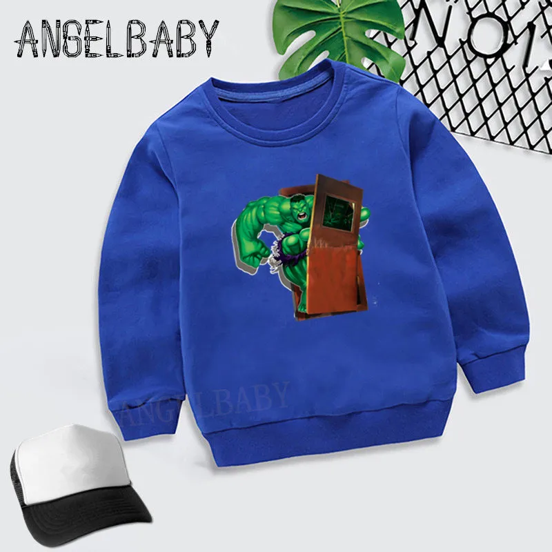 Толстовка для мальчиков и девочек детские толстовки с героями мультфильмов «Мстители Марвел» детские осенние Топы, хлопковая одежда для малышей KYT5278