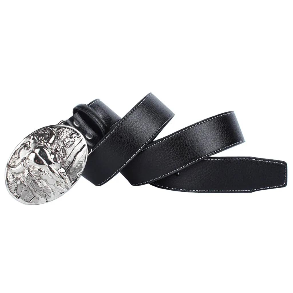 Metal Arabesque Pattern Buckle Waist Belt Leather Waistband Cowgirl Western Belts