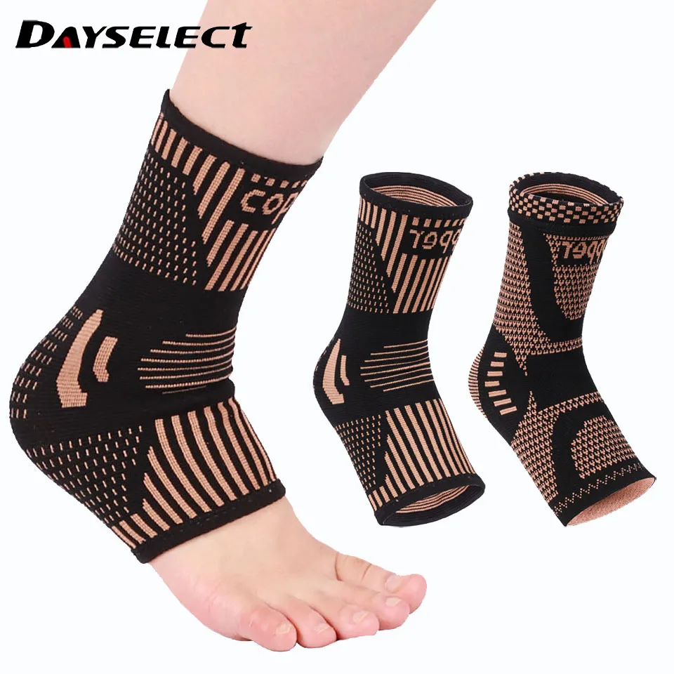 Copper Ankle Brace Compression Sleeve Support 1Pcs for Plantar Fasciitis Pain Relief