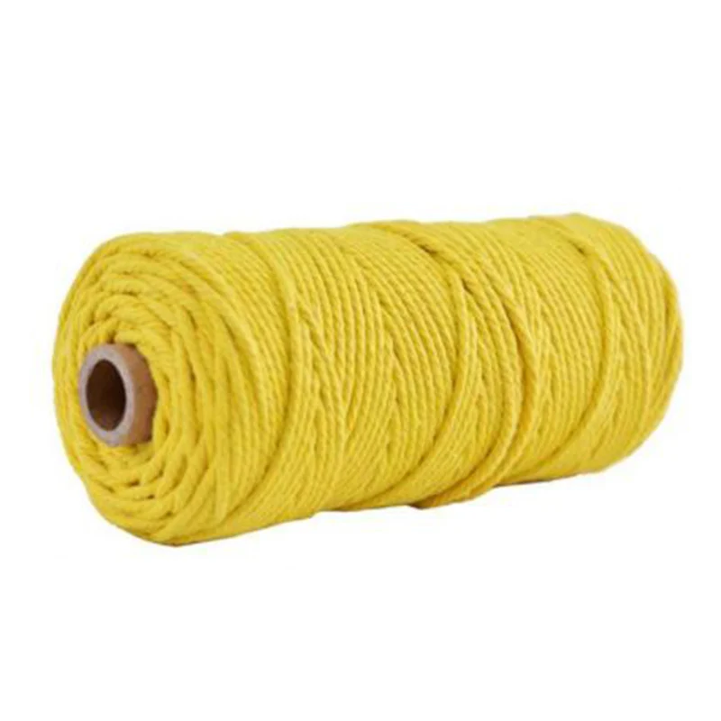 1*100 м натуральный хлопок шнур витой черный ремесло макраме ремесло~ 3 мм - Цвет: Yellow