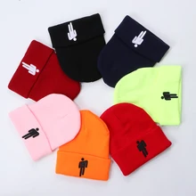 Billie Eilish вышитая шапка с манжетой, шапки для женщин и мужчин, вязаные теплые зимние шапки унисекс, одноцветные Повседневные шапки в стиле хип-хоп