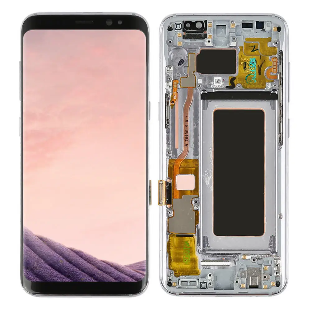 Супер AMOLED S8P ЖК-дисплей с рамкой SAMSUNG Galaxy display S8 Plus G955 G955F сенсорный экран дигитайзер замена сборка - Цвет: S8P GOLD WITH FRAME