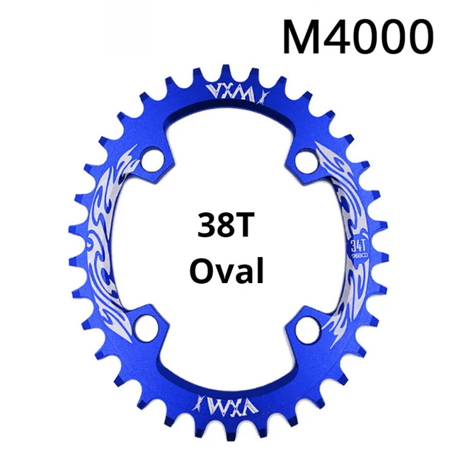 Велосипедная цепь VXM 96BCD 32T 34T 36T 38T MTB, узкая широкая цепь, овальная цепь, велосипедная шатунная пластина, запчасти для велосипеда - Цвет: 38T Blue Oval