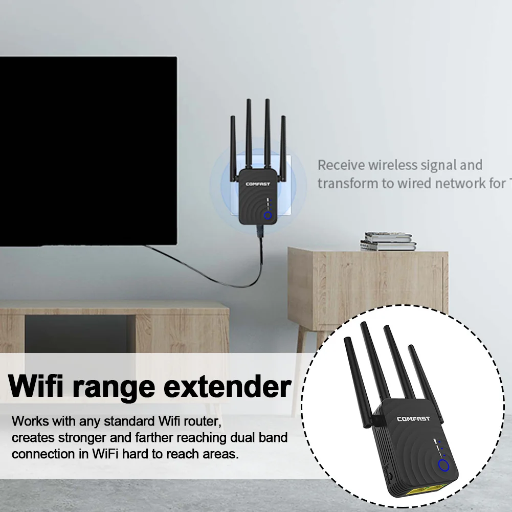 WR754AC сетевой двухдиапазонный 1200 м wifi расширитель диапазона домашний усилитель сигнала беспроводной повторитель офисный портативный стабильный