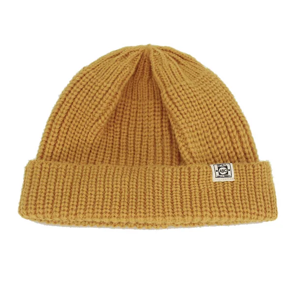 Модная шапка Docker, зимняя вязаная шапка с черепом, уличная мужская вязаная шапка без козырьков, Женская Повседневная Кепка в стиле хип-хоп с манжетами, короткая Кепка ABC с дыней - Цвет: yellow