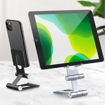 

Universal Phone Holder Stand Foldable Desk Holder Double Shaft Adjustable Universal for iPhone 11 Pro for iPad